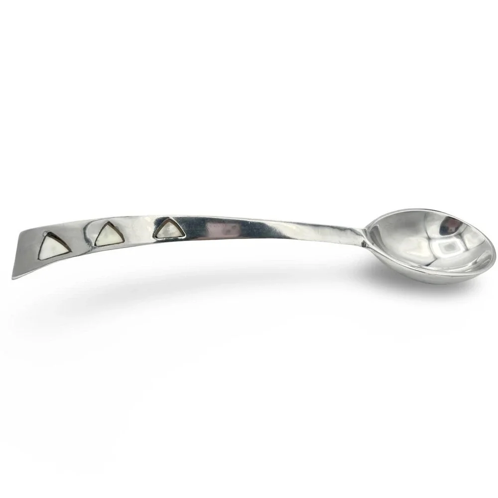 Towle Silversmiths Mother of Pearl Inlay Aluminum Salad Serving Spoon Silver MCM